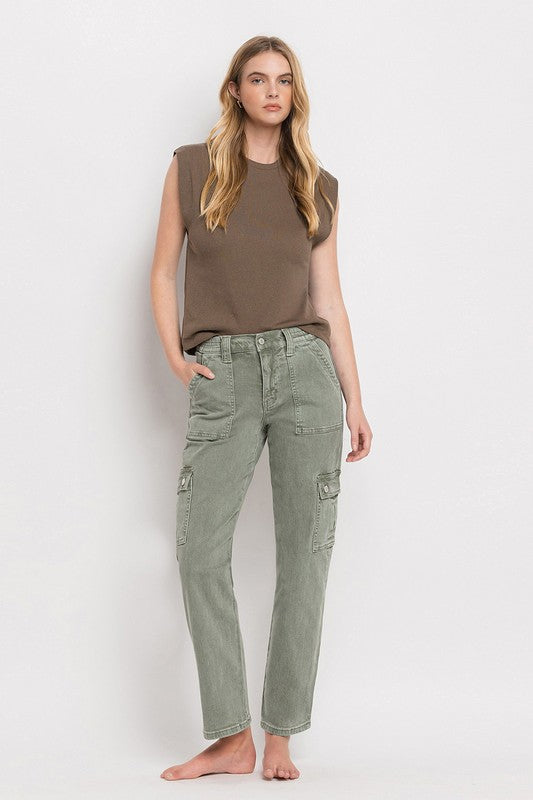 Stacey B's High Rise Cargo Straight Jeans