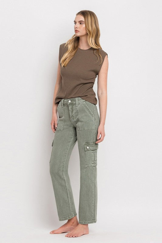 Stacey B's High Rise Cargo Straight Jeans