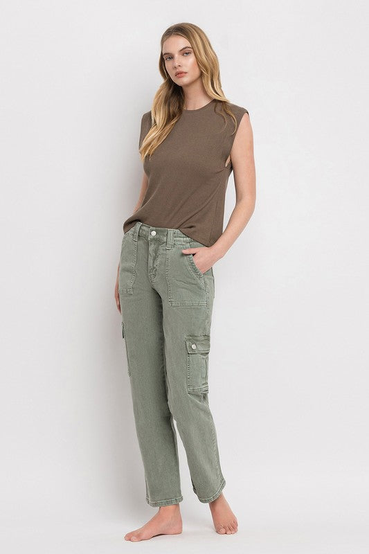 Stacey B's High Rise Cargo Straight Jeans
