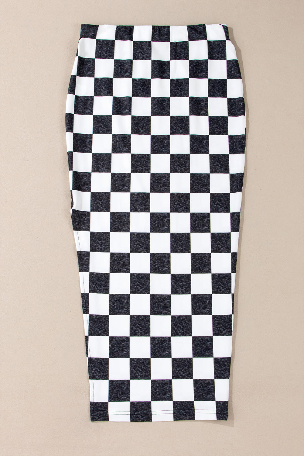 Stacey B's Rose Checkered Print Side Slit Slim Fit Midi Skirt