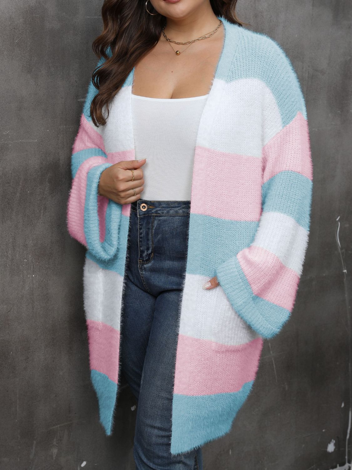 Stacey B's Open Front Long Sleeve Cardigan