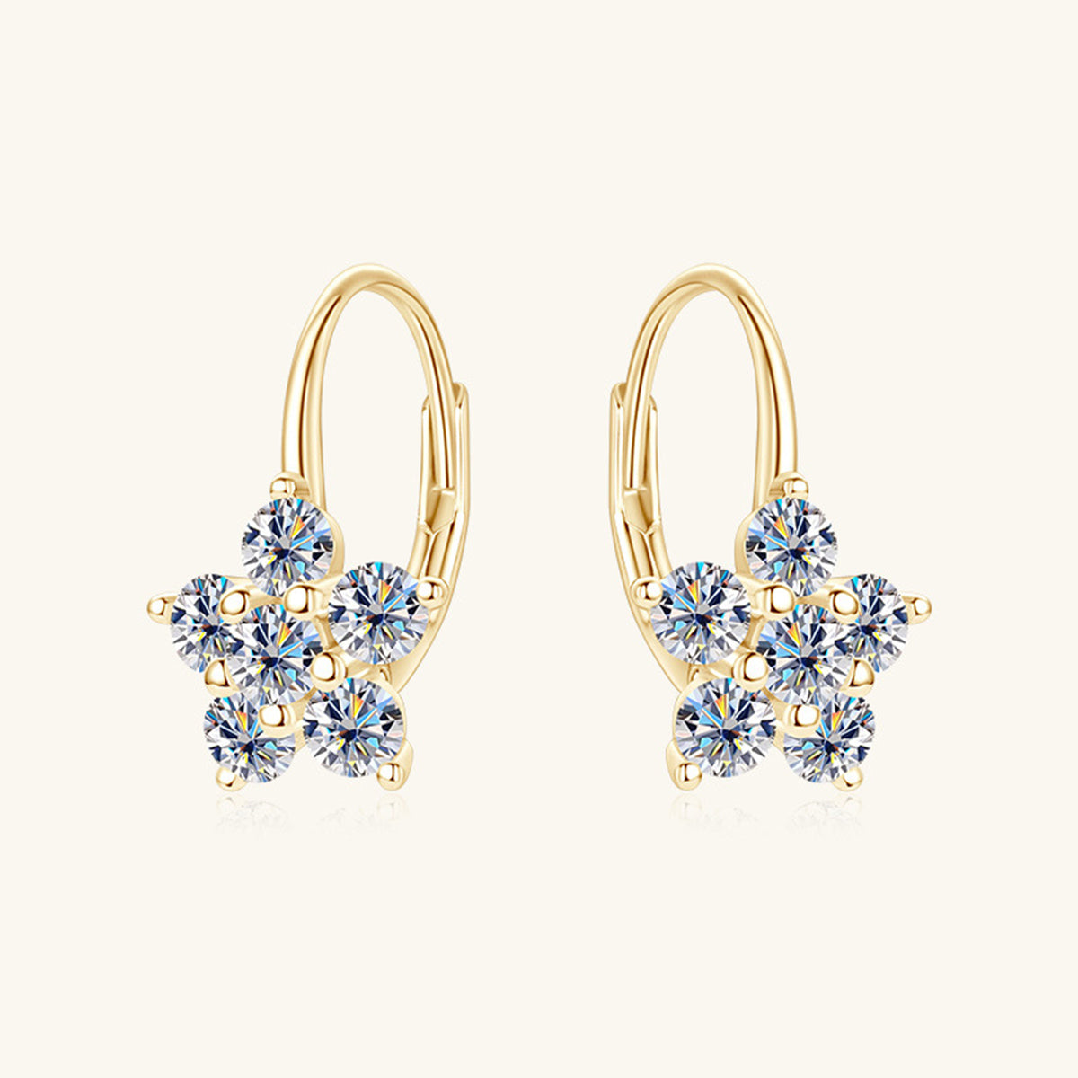Stacey B's 1.2 Carat 925 Sterling Silver Moissanite Flower Huggie Earrings