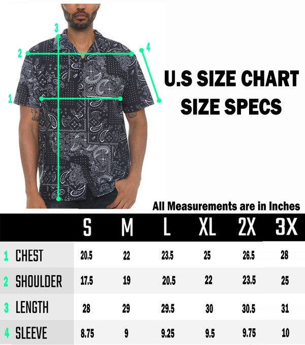 Stacey B's Mens Collared Print Button Down