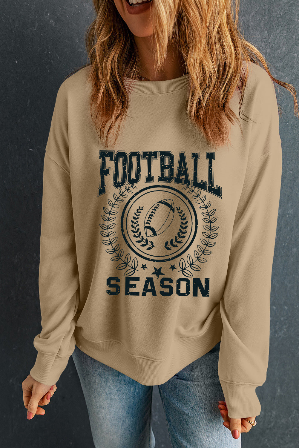 Stacey B's Khaki Rugby FOOTBALL SEASON Graphic Game Day Sweatshirt