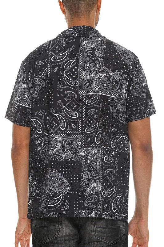 Stacey B's Mens Collared Print Button Down