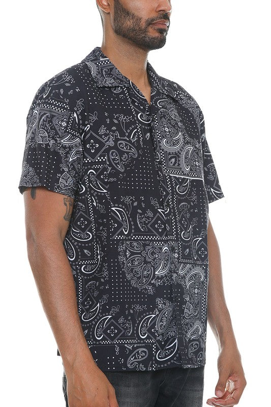 Stacey B's Mens Collared Print Button Down