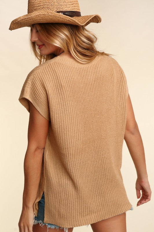 Stacey B's Plus Dolman Oversized Sweater Knit Top With Pocket