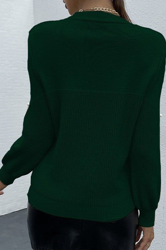 Stacey B's Green Essence Pearls Beaded Sweater