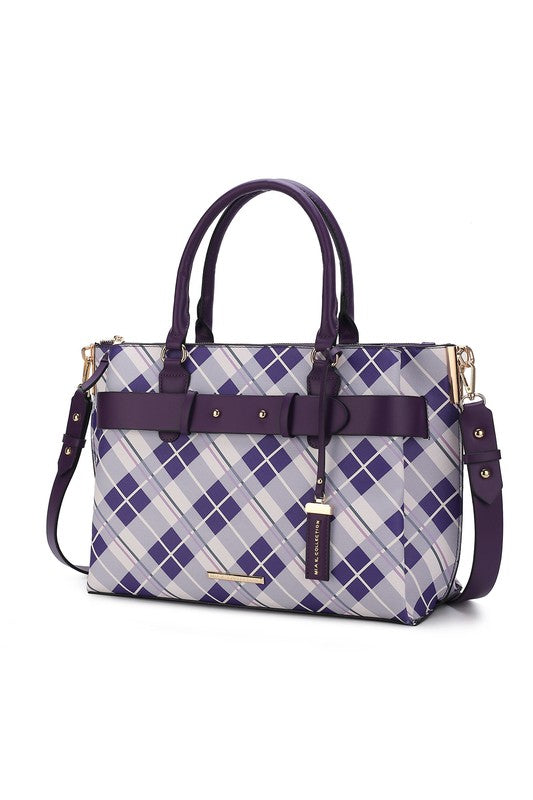 Stacey B's MKF Collection Vivian Plaid Satchel Bag by Mia K