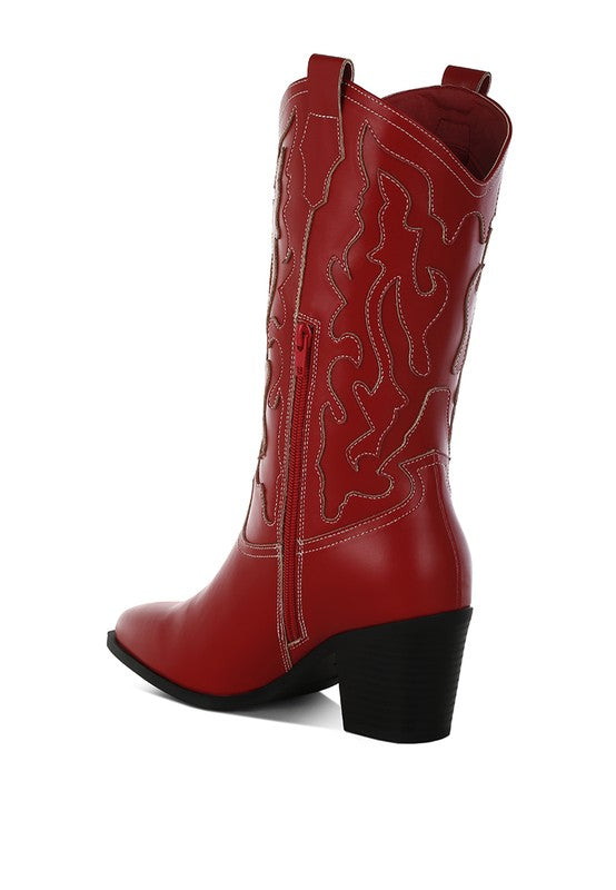 Stacey B's Pakito Patchwork Detail Cowboy Boots