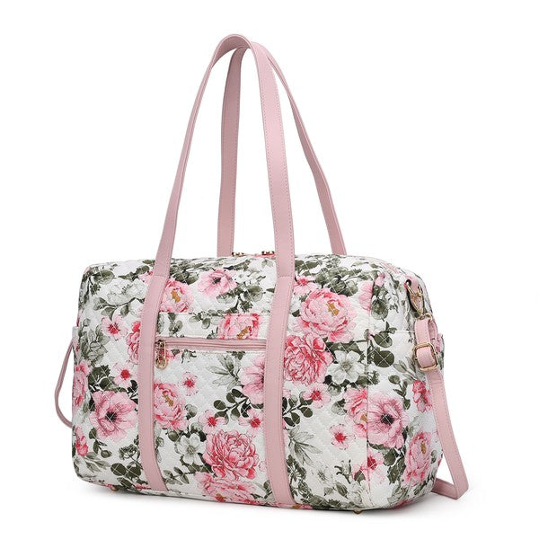 Stacey B's MKF Khelani Quilted Botanical Pattern Duffle Bag