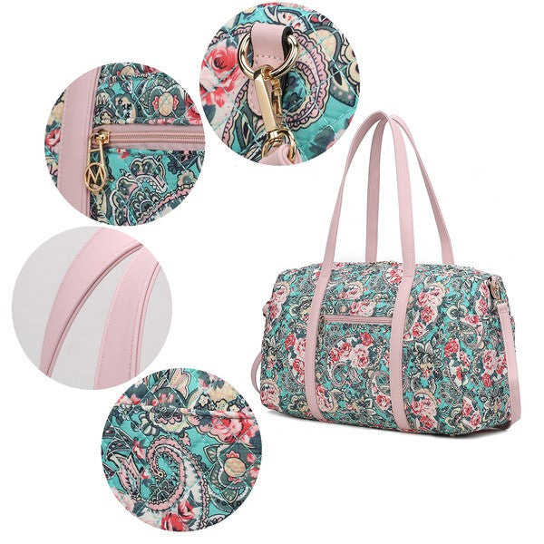 Stacey B's MKF Khelani Quilted Botanical Pattern Duffle Bag