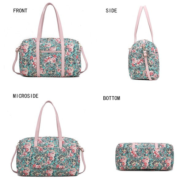 Stacey B's MKF Khelani Quilted Botanical Pattern Duffle Bag