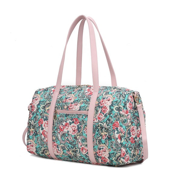 Stacey B's MKF Khelani Quilted Botanical Pattern Duffle Bag