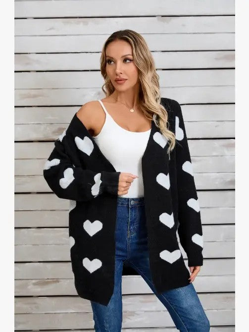 Stacey B's Open Front Heart Cardigan
