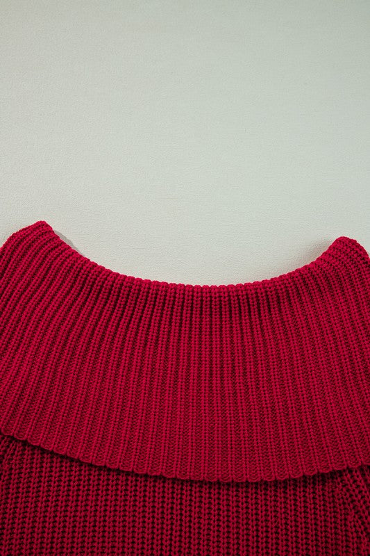 Stacey B's Off Shoulder Ribbed Knit Sweater