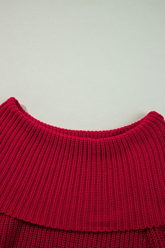 Stacey B's Off Shoulder Ribbed Knit Sweater