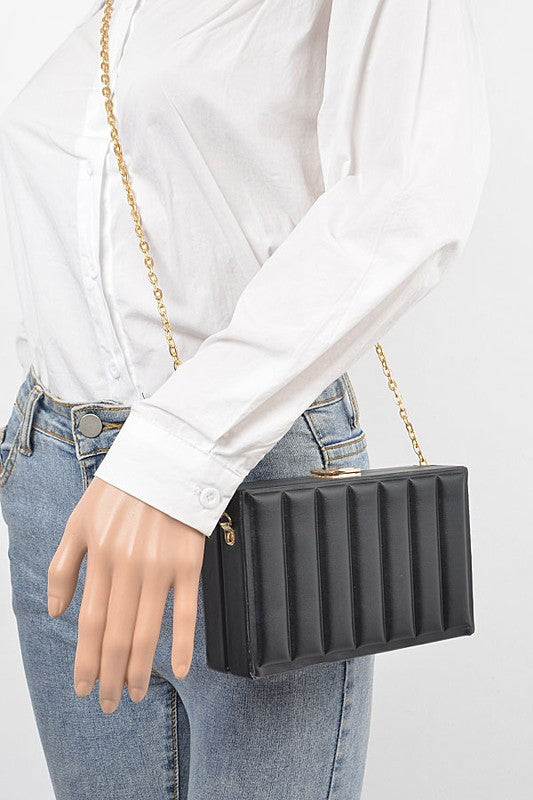 Stacey B's Embossed Box Top Handle Clutch Bag