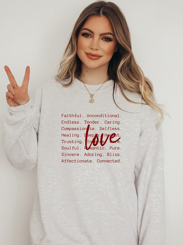 Stacey B's Love Words Graphic CrewNeck Sweatshirt