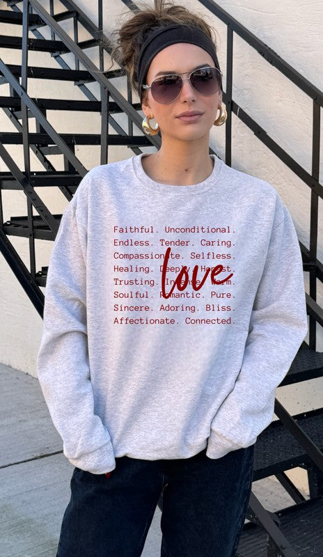 Stacey B's Love Words Graphic CrewNeck Sweatshirt