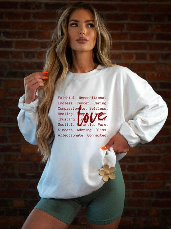 Stacey B's Love Words Graphic CrewNeck Sweatshirt