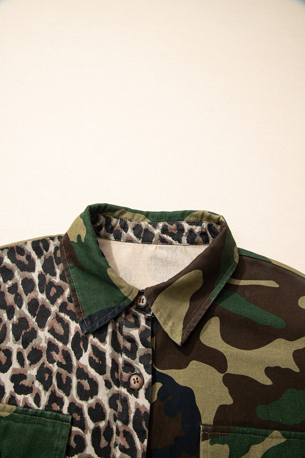 Stacey B's Brown Leopard Camo Patchwork Oversize Shacket