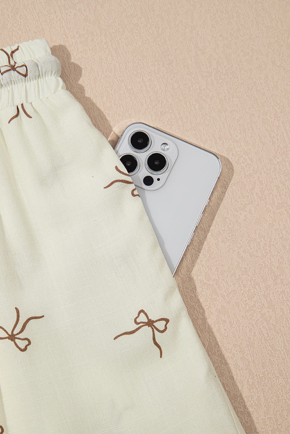 Stacey B's White Bow Print Lace Drawstring Casual Shorts
