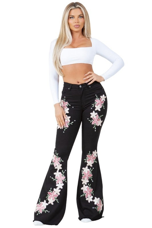Stacey B's Angela Bell Bottom Jean in Black-Inseam 30