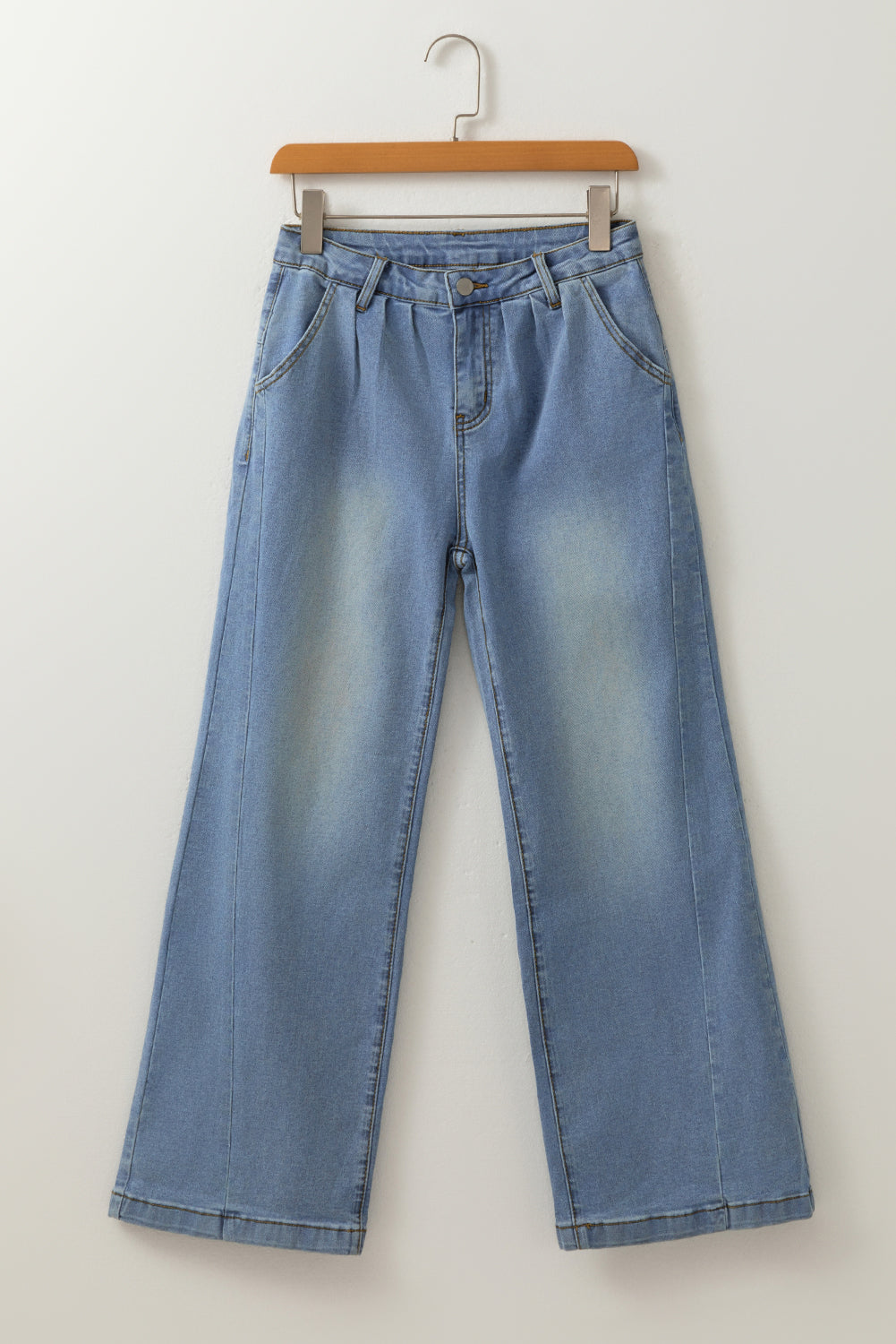Stacey B's Ashleigh Blue Washed Pleated Detail Wide Leg Jeans