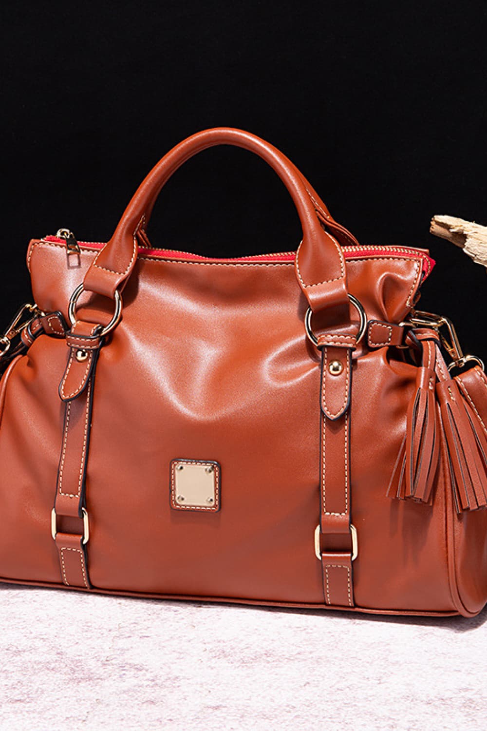 Stacey B's PU Leather Handbag with Tassels