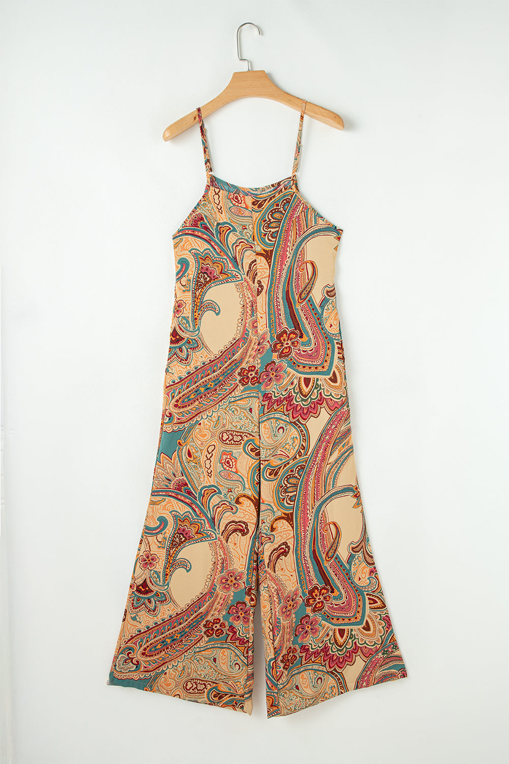 Stacey B's Paisley Printed Spaghetti Straps Elegant Wide Leg Jumpsuit