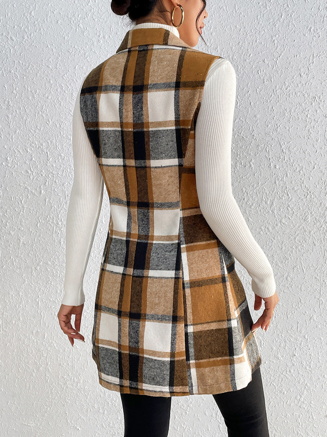 Stacey B's Honey Plaid Lapel Collar Vest