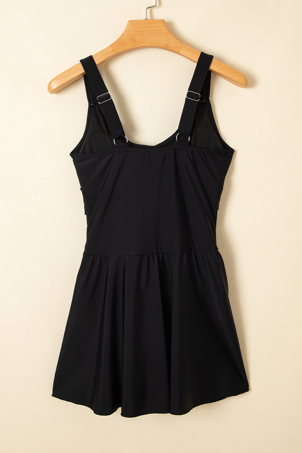 Stacey B's Black Adjustable Straps Cutout Ruched Knot Slit One Piece Swim Dress