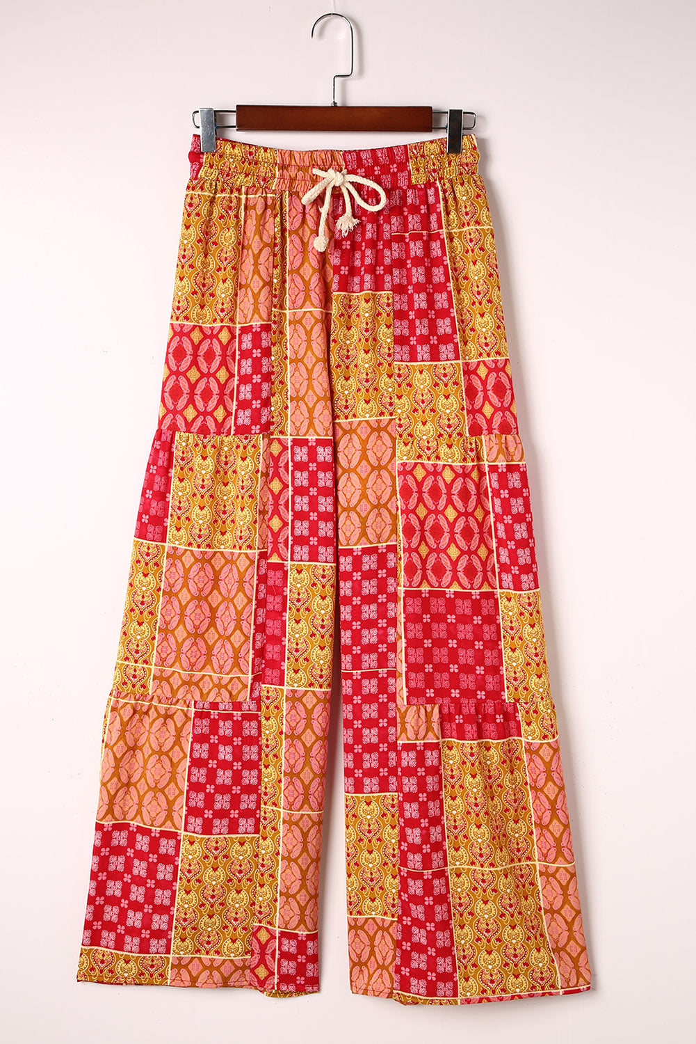Stacey B's Bohemian Patchwork Drawstring Wide Leg Pants