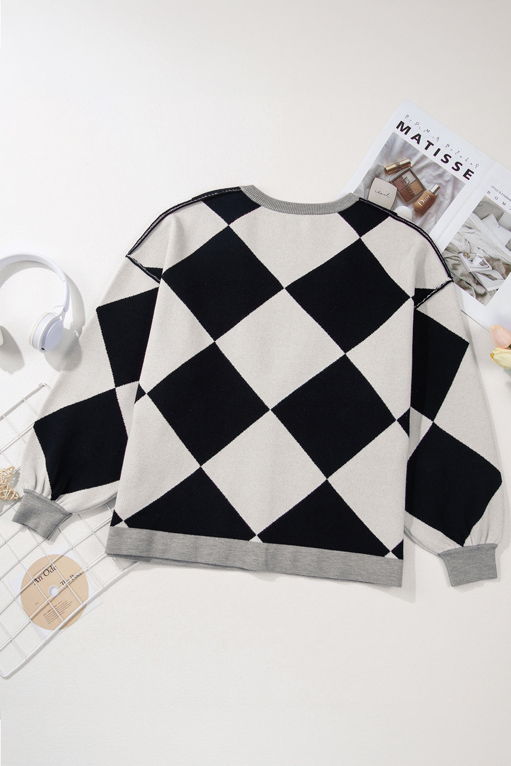 Stacey B's Black Colorblock Drop Shoulder Buttoned Loose Cardigan