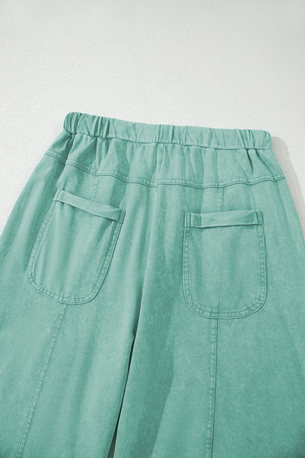 Stacey B's Mint Green Mineral Wash Exposed Seam Drawstring High Waist Wide Leg Cargo Pants