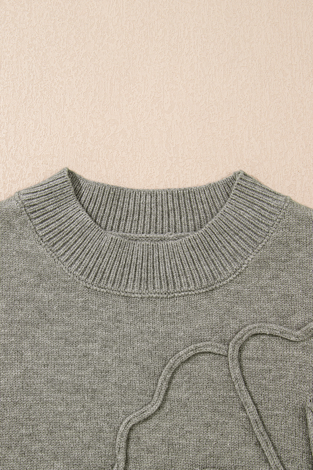 Stacey B's High Flower Pattern Ribbed Trim Short Sleeve Boxy Sweater