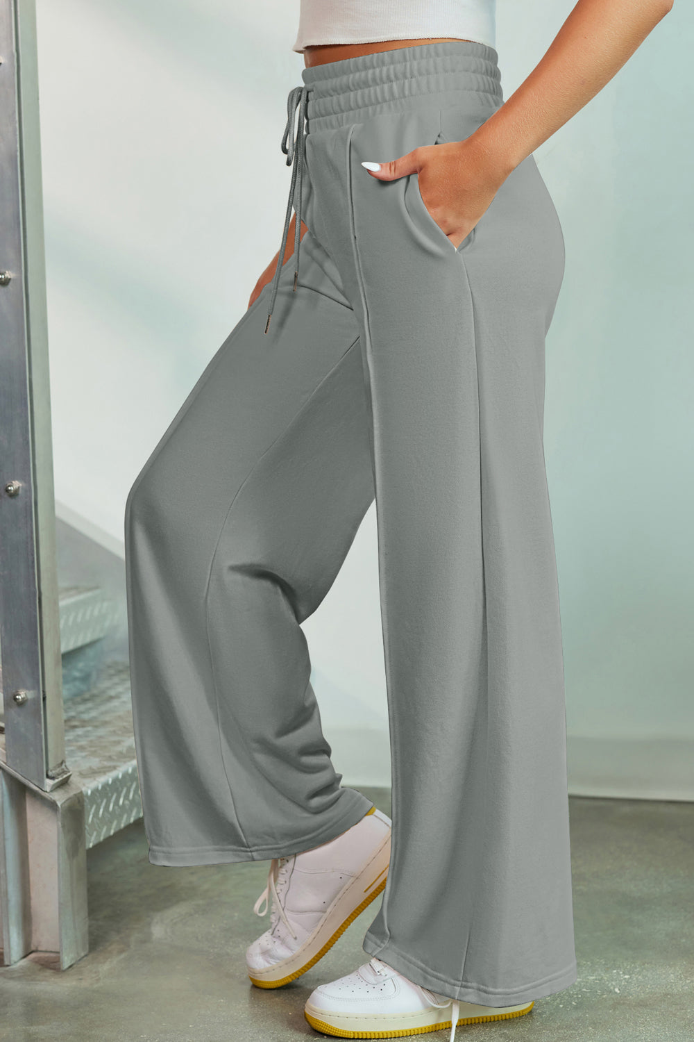Stacey B's Drawstring Wide Leg Pants with Pockets