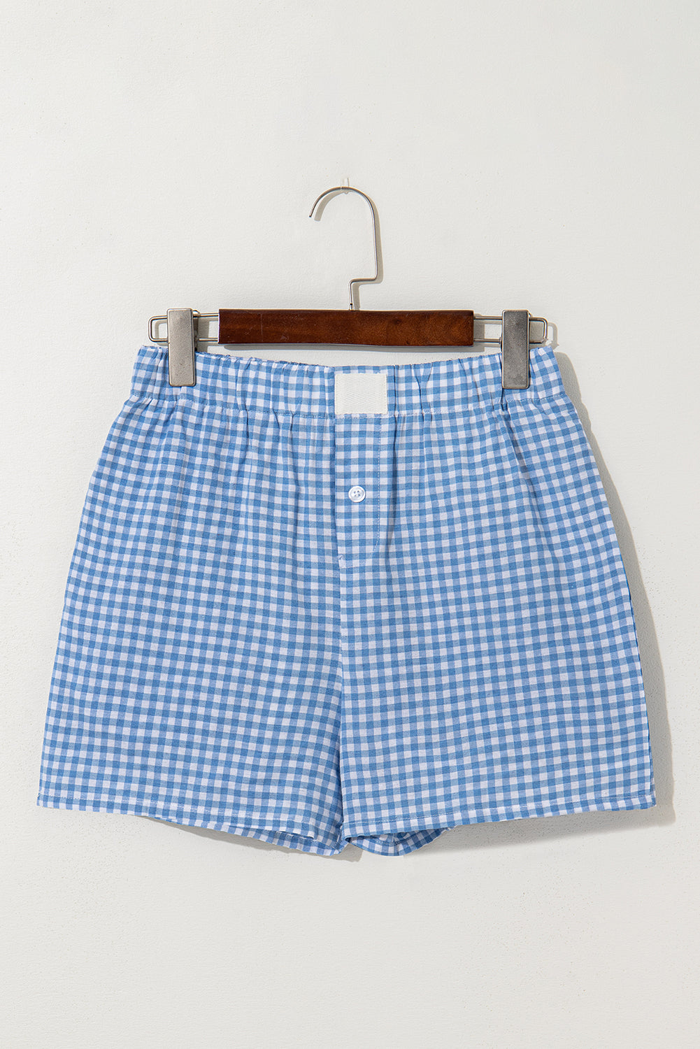 Stacey B's Blue Gingham Printed High Waist Shorts