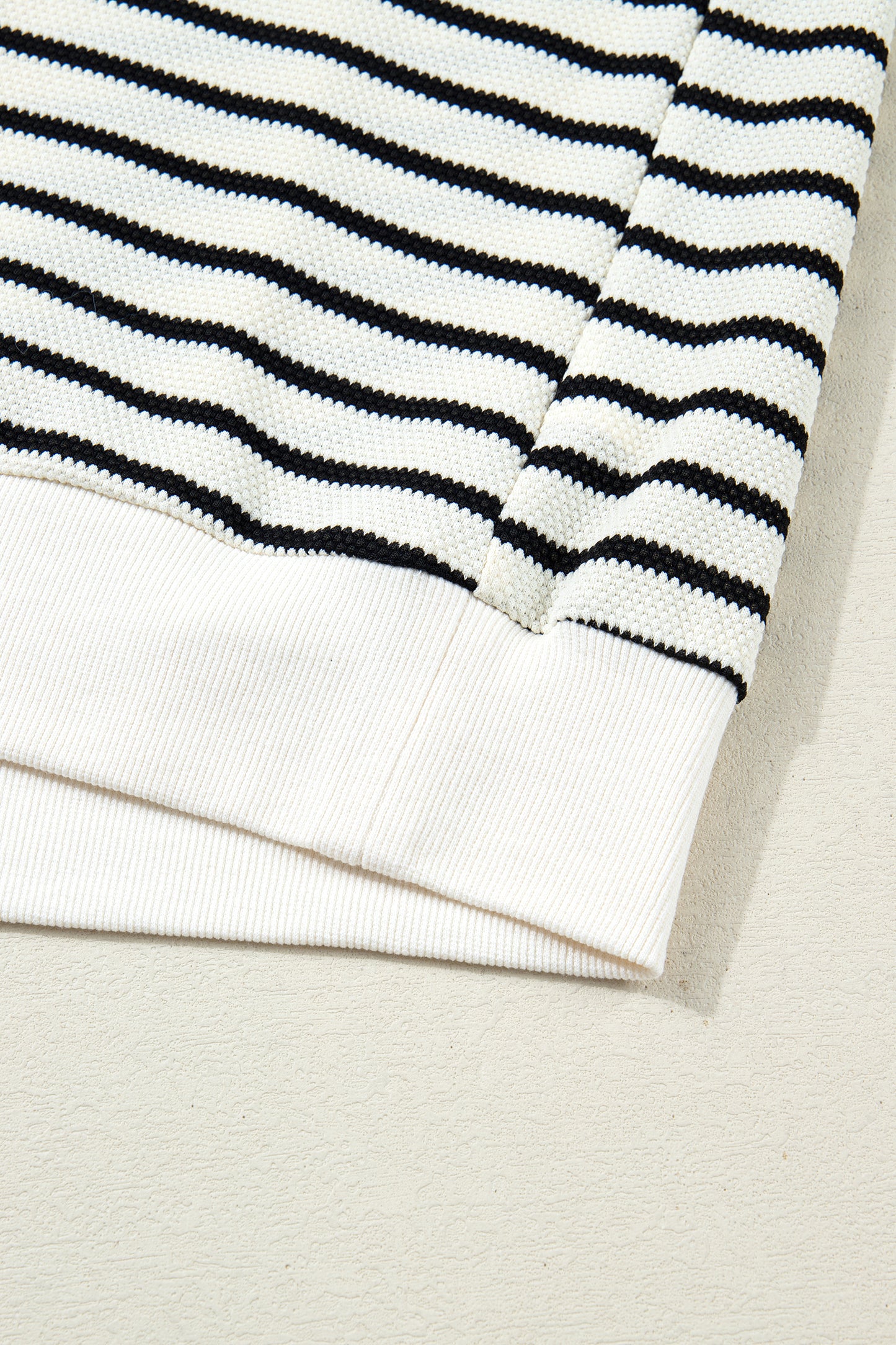 Stacey B's White Stripe Ruffle Trim Drop Shoulder Top Drawstring Loose Pant Set