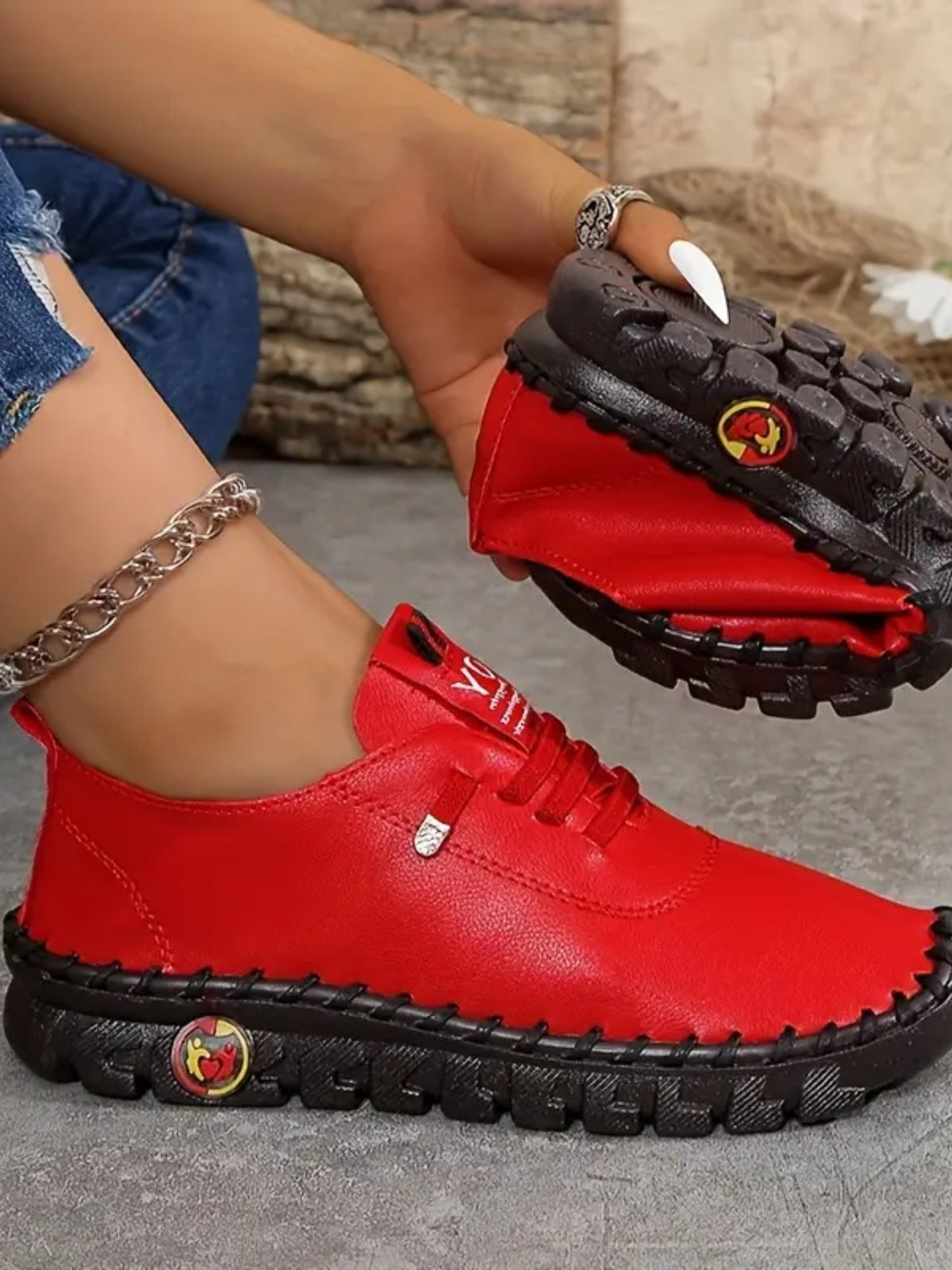 Stacey B's PU Leather Round Toe Slip-Ons