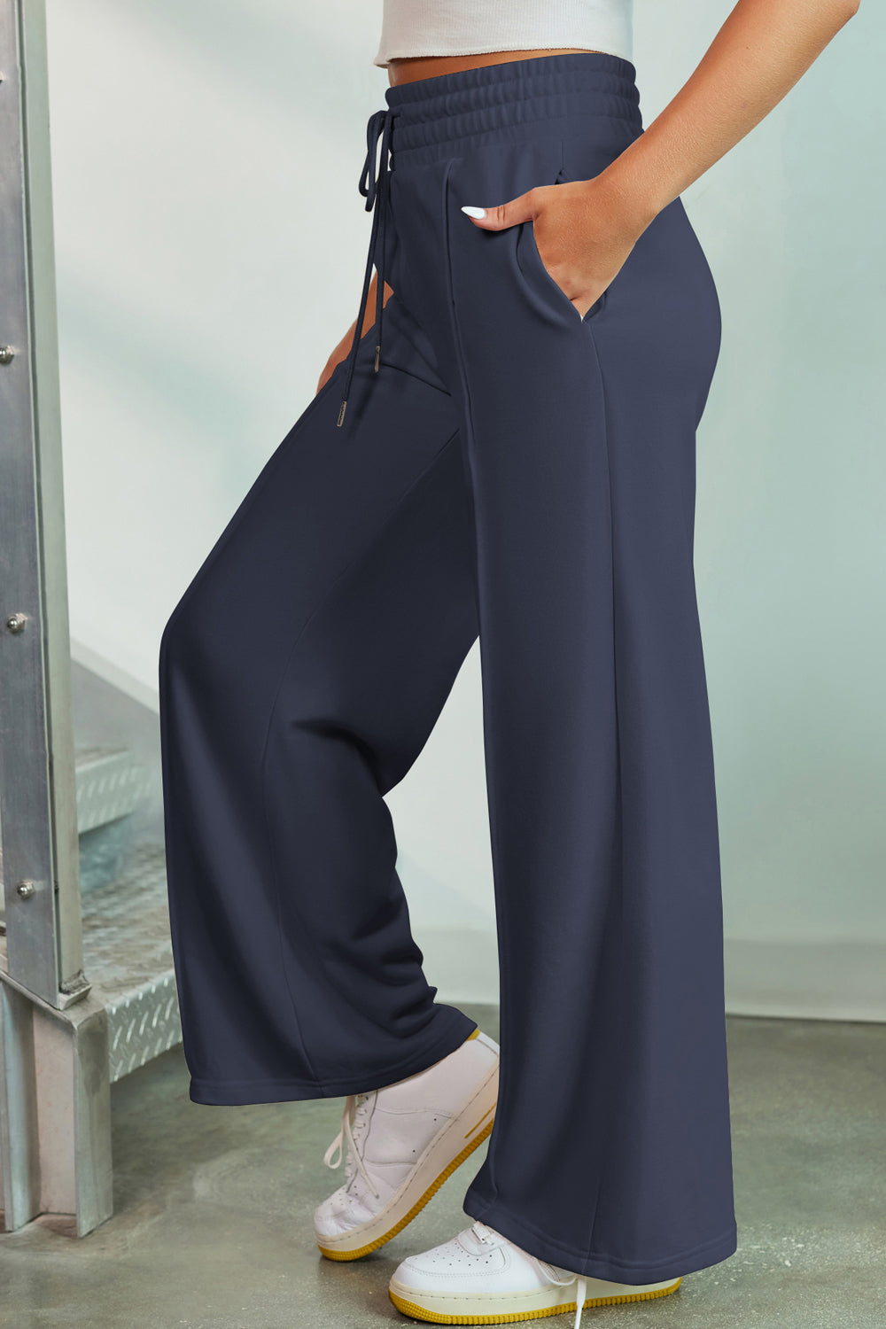 Stacey B's Drawstring Wide Leg Pants with Pockets