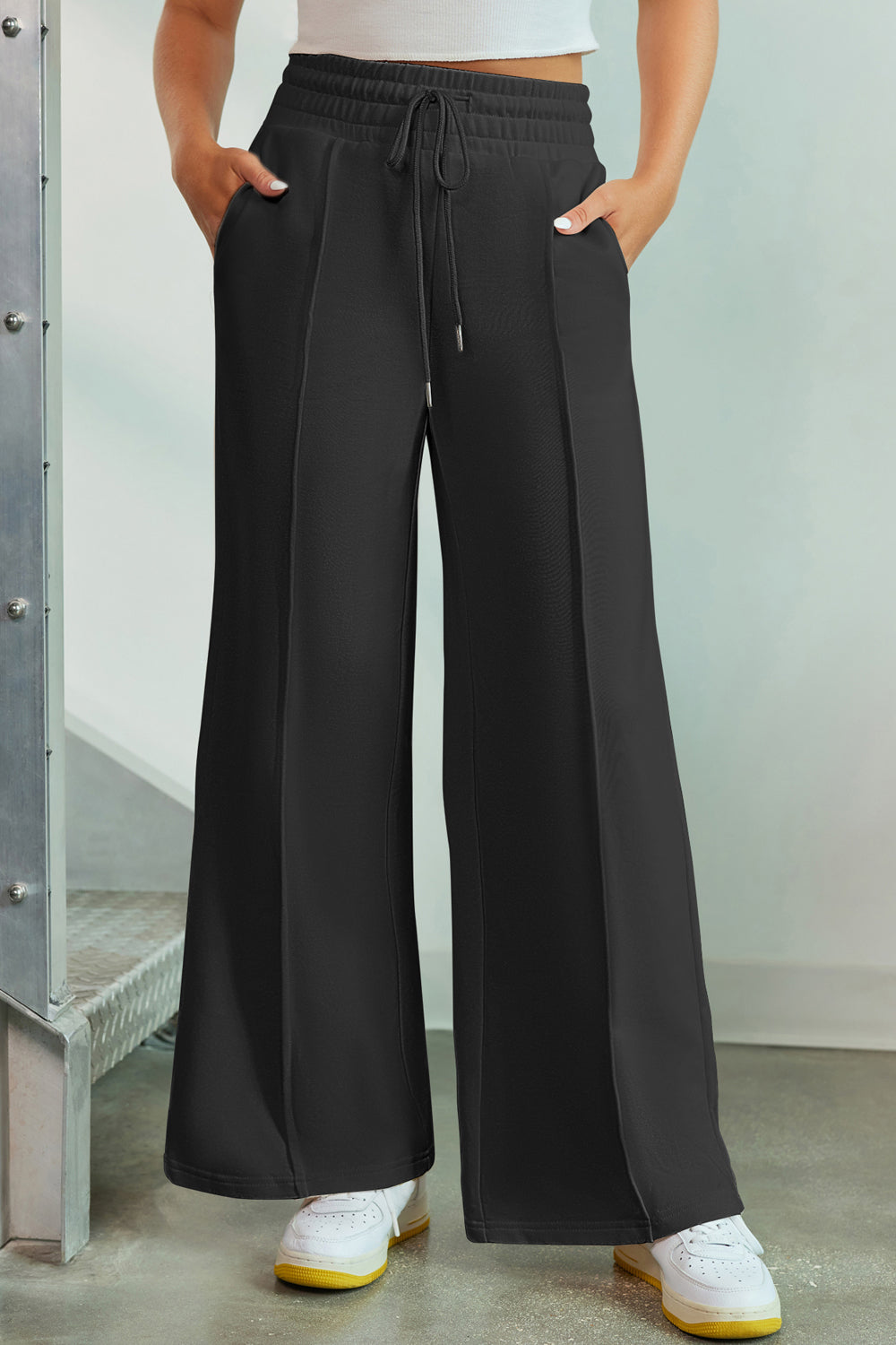 Stacey B's Drawstring Wide Leg Pants with Pockets