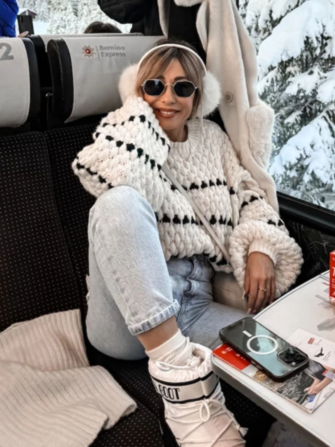 Stacey B's Contrast Round Neck Long Sleeve Sweater