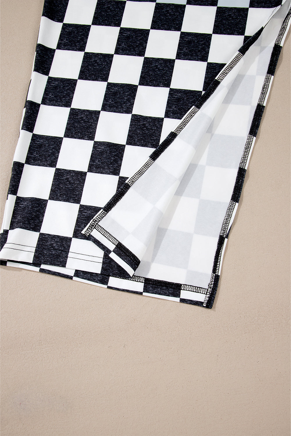 Stacey B's Rose Checkered Print Side Slit Slim Fit Midi Skirt
