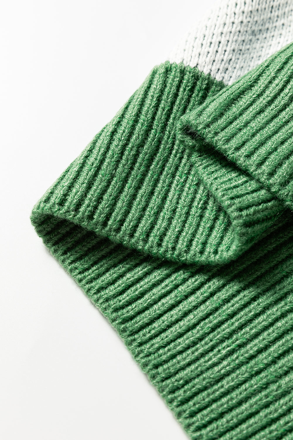 Stacey B's Mist Green Checkered Pattern Polo Collar Loose Sweater
