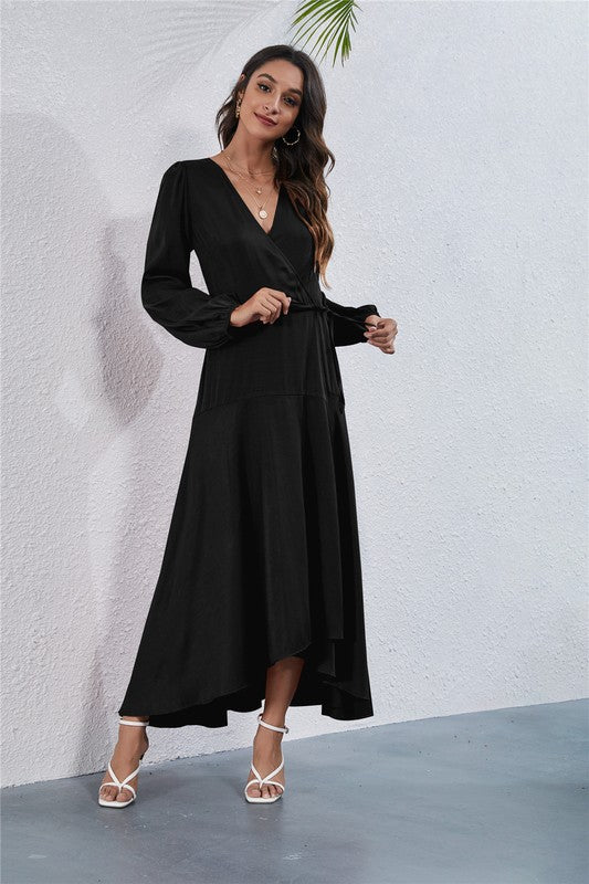 Stacey B's Women's V Neck Long Sleeve Maxi Dress