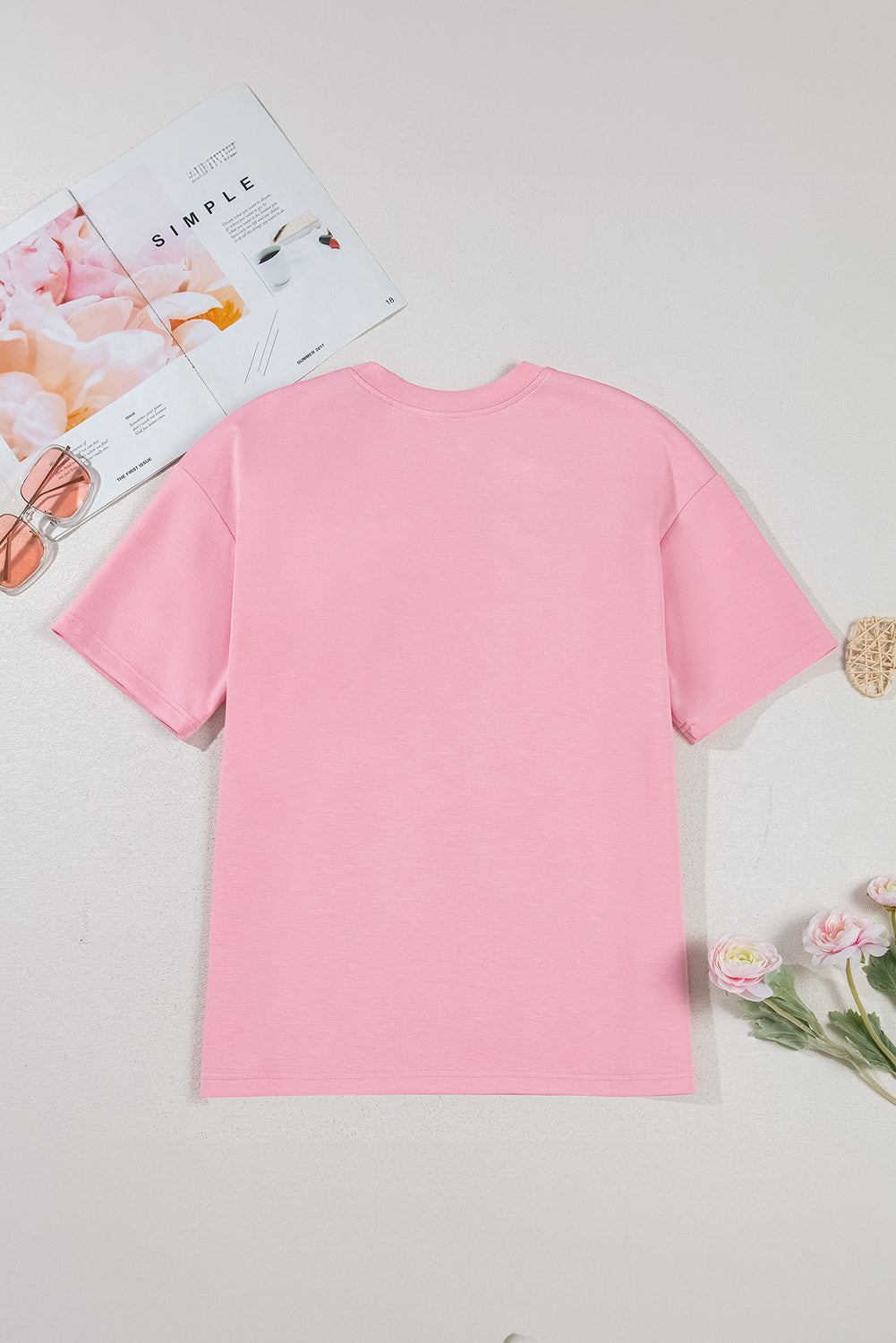 Stacey B's Pink Bow Applique Half Sleeve T-shirt