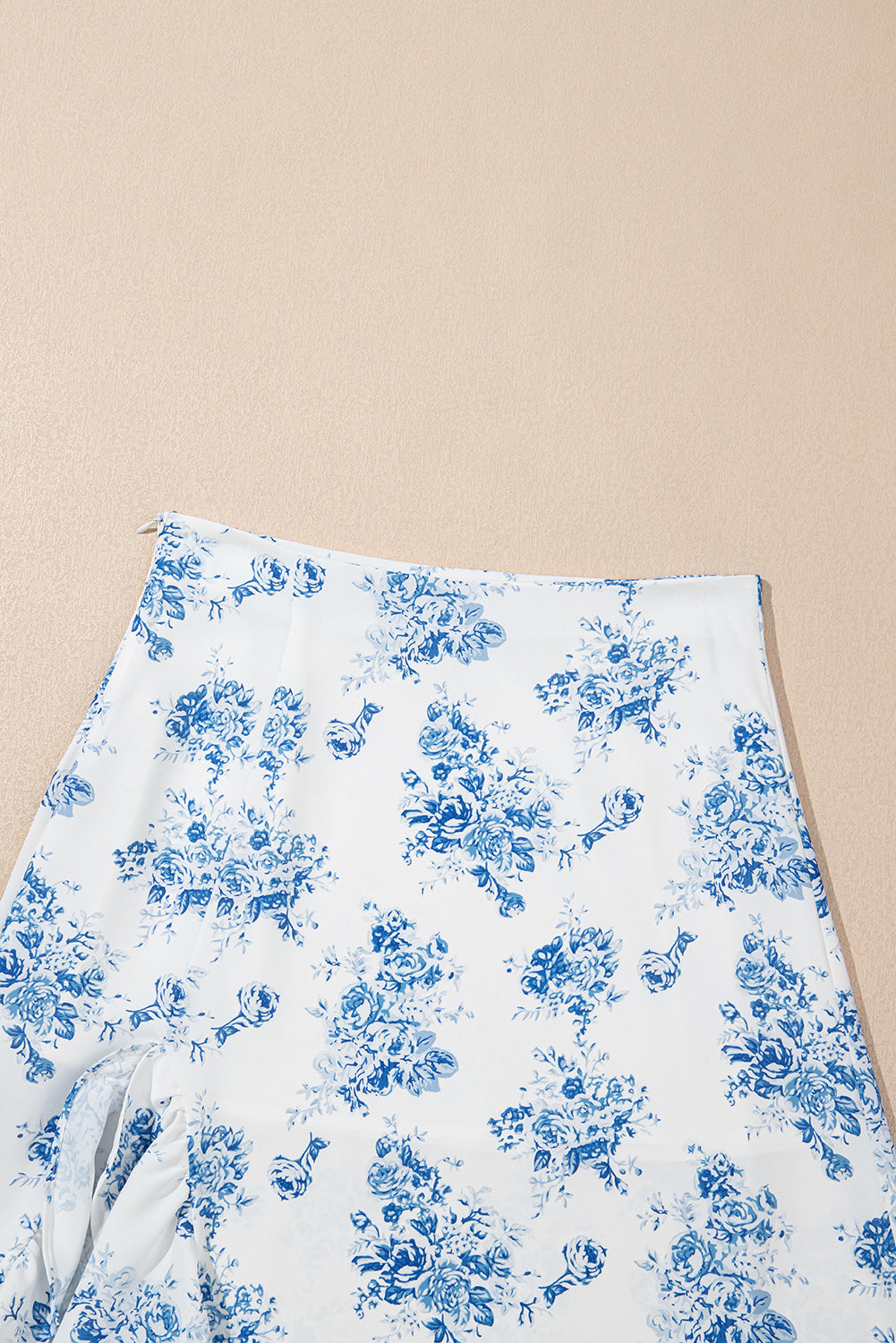 Stacey B's Sky Blue Boho Floral High Waist Ruffle Split Maxi Skirt