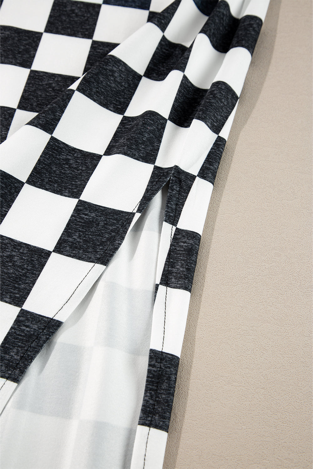 Stacey B's Rose Checkered Print Side Slit Slim Fit Midi Skirt